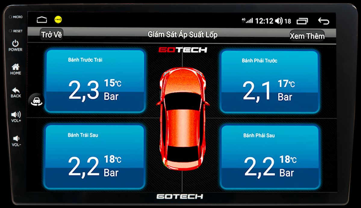 Tích hợp cảm biến áp suất lốp trong màn hình ô tô thông minh